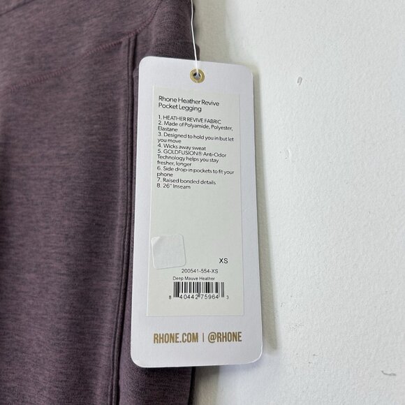 NEW Rhone Heather Revive Pocket Leggings Women’s Size XS Deep Mauve - Picture 2 of 11